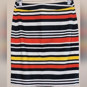 Banana Republic Black, White, Red & Yellow Striped Pencil Skirt